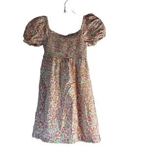 Roxy Girls Off Shouder Dress Pink Floral Size 8